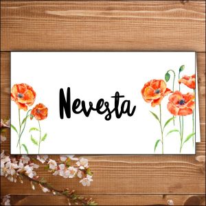 menovka na stôl -nevesta- vlčí mak