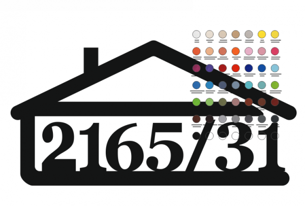 súpisné číslo na dom v tvare domčeka - 7 číslic - farba biela