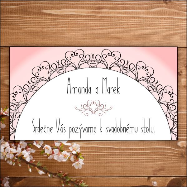 Svadobné pozvánky- ružové srdiečka