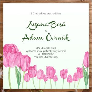 Svadobné oznámenie ružové tulipány