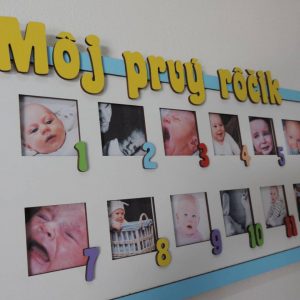 Fotorámik Môj prvý rôčik - žltý nápis rámik modrá bledá