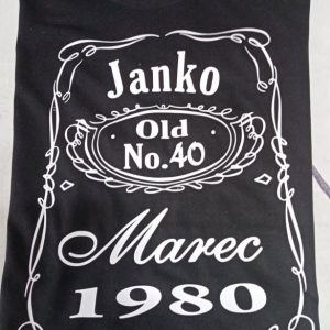 Čierne tričko Whiskey Janko, marec, 1980, old 40