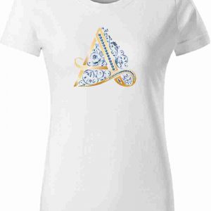 Dámske biele tričko s monogramom - luxury