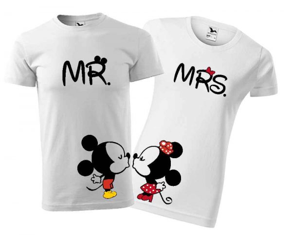 Biele tričká Mr. a Mrs. Mickey